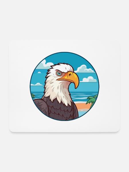 Weißkopfseeadler Aquarell Karikatur Kawaii Clipart Haustier - Mousepad (Querformat) - Weiß