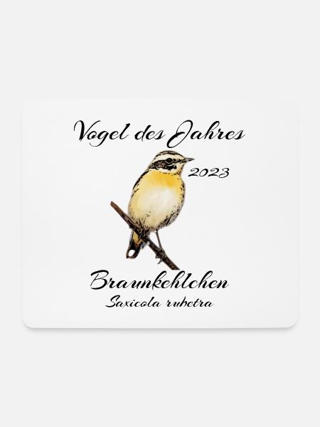 Braunkehlchen, Vogel des Jahres 2023 - Mousepad (Querformat) - Weiß
