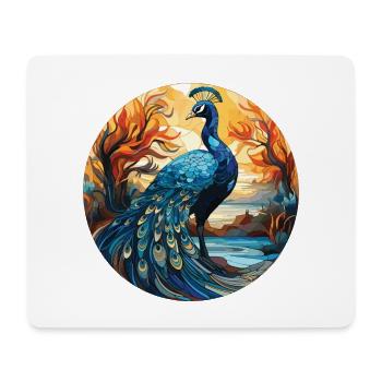 Bunte Aquarell-Tierillustration des Pfaus - Mousepad (Querformat) - Weiß - Vorne