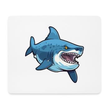 Tigerhai-Karikatur-Kawaii-Aquarellillustration - Mousepad (Querformat) - Weiß - Vorne
