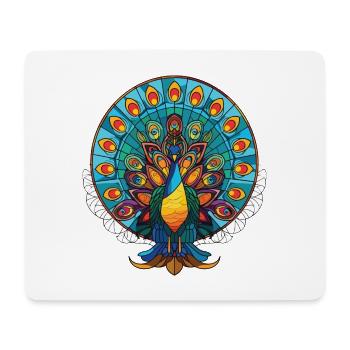 Pfauenbunte Aquarell-Tierillustration - Mousepad (Querformat) - Weiß - Vorne