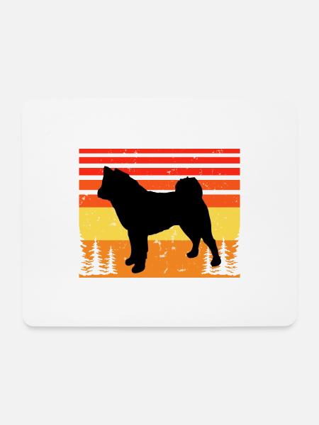American Akita Hundeliebhaber Silhouette Vintage Sonnenuntergang - Mousepad (Querformat) - Weiß