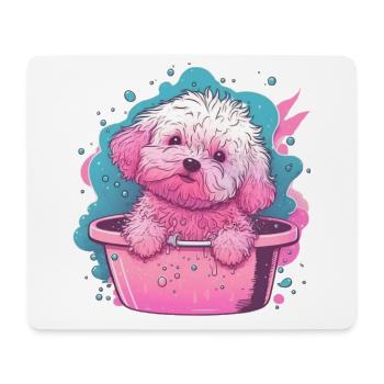 Pinkes Fluff-Welpe im Eimer - Mousepad (Querformat) - Weiß - Vorne