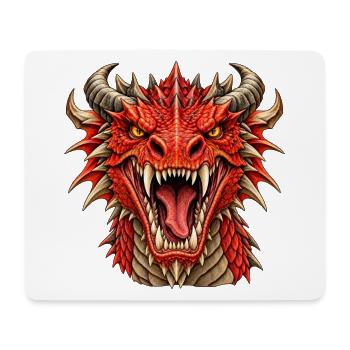 Brüllender Roter Drachenkopf - Mousepad (Querformat) - Weiß - Vorne