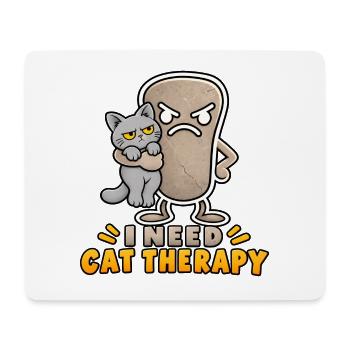 Pebbly – Katzentherapie – Kleiner Pebble und eine Katze - Mousepad (Querformat) - Weiß - Vorne