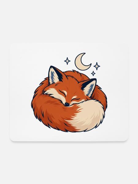 Schlafender Fuchs Sternennacht - Mousepad (Querformat) - Weiß