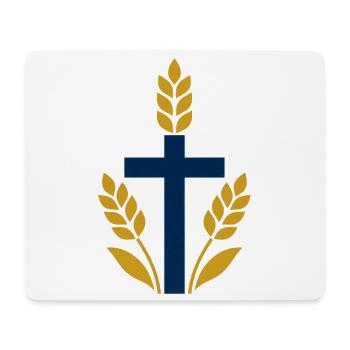 Weizenkreuz mit goldenen Blättern - Mousepad (Querformat) - Weiß - Vorne