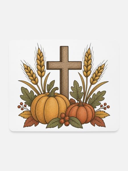 Herbsternte Kreuz Motiv - Mousepad (Querformat) - Weiß