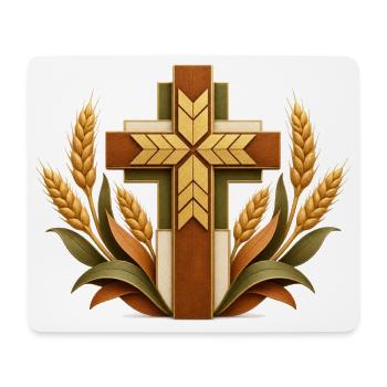 Holz Kreuz Weizen Ornament - Mousepad (Querformat) - Weiß - Vorne