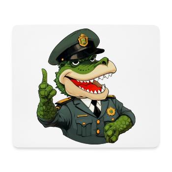 Krokodil Polizist - Mousepad (Querformat) - Weiß - Vorne
