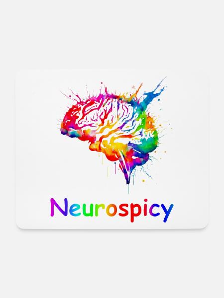 Neurospicy, farbenfrohe, ADHS-Autismus-Gehirn - Mousepad (Querformat) - Weiß