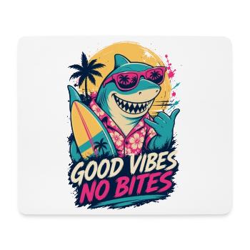 Hai mit Surfbrett – Good Vibes No Bites - Mousepad (Querformat) - Weiß - Vorne