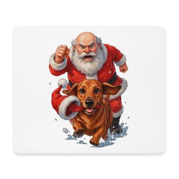 Dackel klaut Weihnachtsmannmütze - Mousepad (Querformat) - Weiß - Vorne