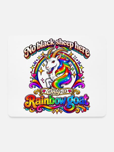 Hier gibt es kein schwarzes Schaf, sondern eine Regenbogenziege - Mousepad (Querformat) - Weiß