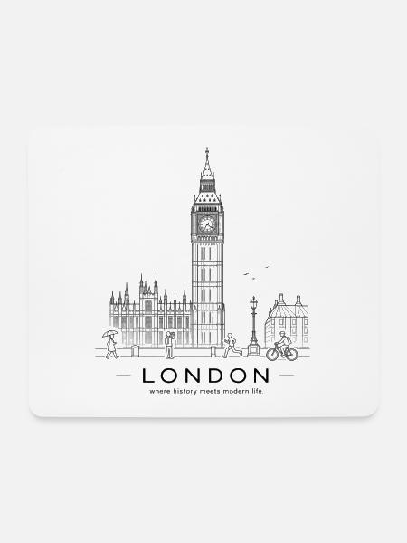 Big Ben Line Kunst - Mousepad (Querformat) - Weiß