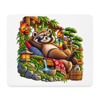 Tanuki im Zen Garten – Entspannung und Urlaub - Mousepad (Querformat) - Weiß - Vorne