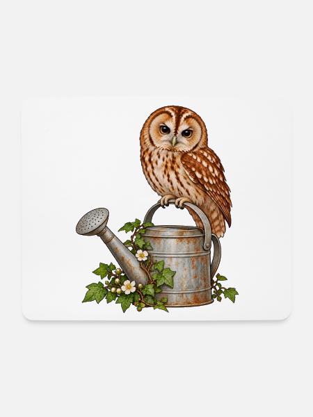 Wasserkannen-Eule - Mousepad (Querformat) - Weiß