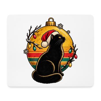Schwarzer Kater im Weihnachtszauber - Mousepad (Querformat) - Weiß - Vorne