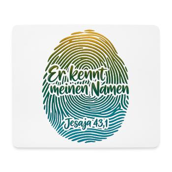 Er kennt meinen Namen – Fingerabdruck Glaube - Mousepad (Querformat) - Weiß - Vorne