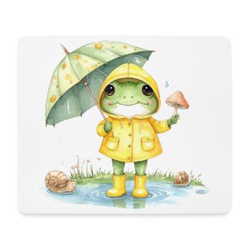 Frosch Regenmantel Regenschirm Aquarell T-Shirt - Mousepad (Querformat) - Weiß - Vorne