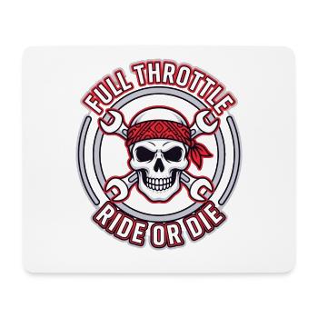 Full Throttle – Skull Biker Badge Ride or Die - Mousepad (Querformat) - Weiß - Vorne