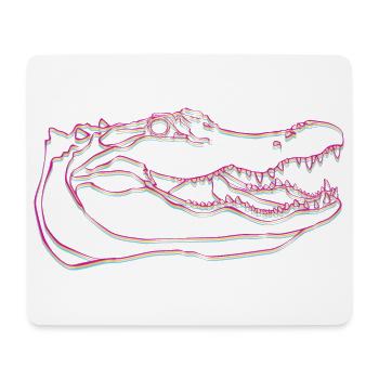 Neon Krokodil-Umriss auf Schwarz - Mousepad (Querformat) - Weiß - Vorne