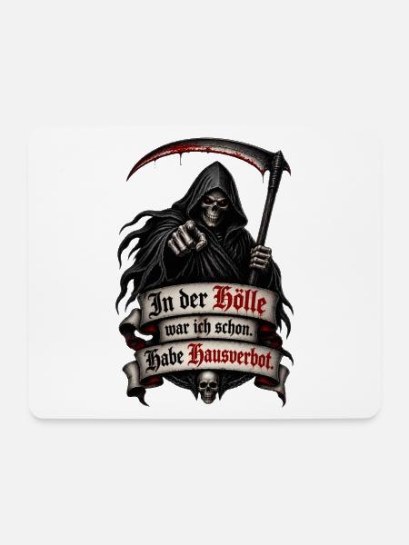 Sensenmann mit Höllen Hausverbot - Mousepad (Querformat) - Weiß
