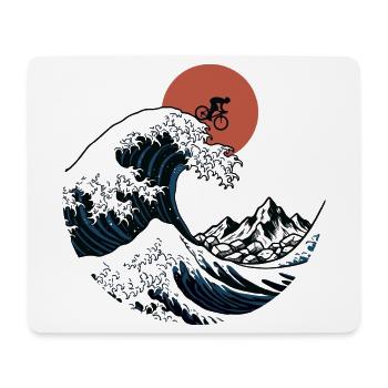Japanische Ukiyo-e Gravel Bike Wave Art - Mousepad (Querformat) - Weiß - Vorne