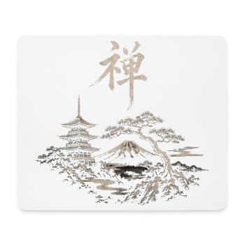 Zen Landschaft: Fuji-Pagode und Kiefer - Mousepad (Querformat) - Weiß - Vorne