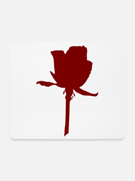 Rote Rosen-Silhouette auf Stiel - Mousepad (Querformat) - Weiß