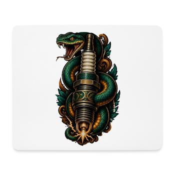 Zündkerze Schlange Tattoo Neo Traditional T-Shirt - Mousepad (Querformat) - Weiß - Vorne