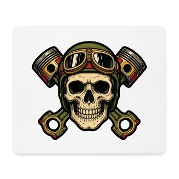 Totenkopf Kolben Biker Tattoo Oldschool T-Shirt - Mousepad (Querformat) - Weiß - Vorne