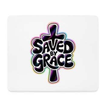 Saved by Grace – Christlicher Glaube Kreuz - Mousepad (Querformat) - Weiß - Vorne