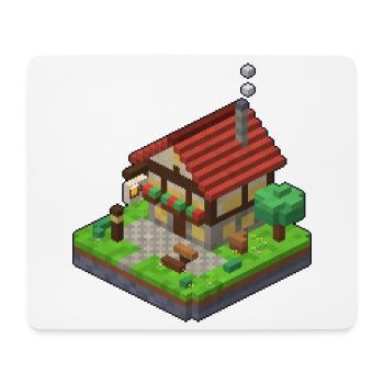 Taverne als 3D Pixel Art mit Bierkrug Schild - Mousepad (Querformat) - Weiß - Vorne