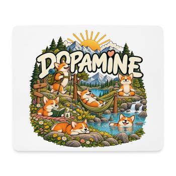 Dopamin – Corgi Hunde beim Entspannen in Natur - Mousepad (Querformat) - Weiß - Vorne