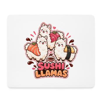 Sushi-Llamas: Flauschige Lamas mit Sushi - Mousepad (Querformat) - Weiß - Vorne