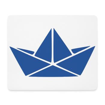 Papaierschiff_jeansblau_Origami_Geschenk_Segler - Mousepad (Querformat) - Weiß - Vorne