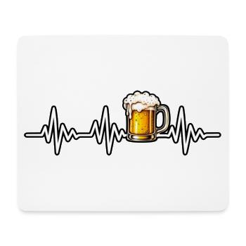 Herzschlag mit Bierglas - Mousepad (Querformat) - Weiß - Vorne
