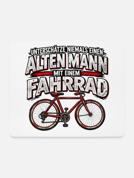 Alten Mann mit Fahrrad Warnung - Mousepad (Querformat) - Weiß