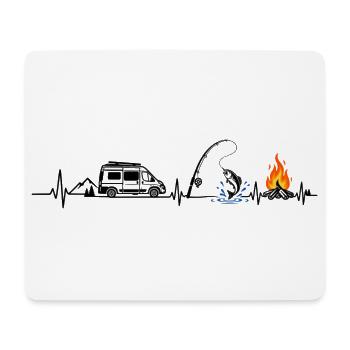 Camping und Angeln - Mousepad (Querformat) - Weiß - Vorne