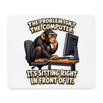 ODDROO – Computerproblem mit Nerd-Schimpanse - Mousepad (Querformat) - Weiß - Vorne
