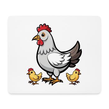 Huhn mit Küken - Mousepad (Querformat) - Weiß - Vorne