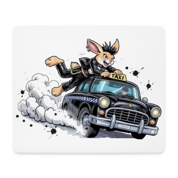 Bunny Punk im Taxi-Action - Mousepad (Querformat) - Weiß - Vorne