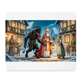 Nikolaus und Krampus beginnen eine Tradition - Mousepad (Querformat) - Weiß - Vorne