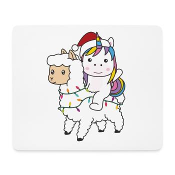 Einhorn Lama Weihnachten Schnee Winter Tiere - Mousepad (Querformat) - Weiß - Vorne