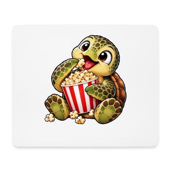 Schildkröte mit Popcorn im Kino - Mousepad (Querformat) - Weiß - Vorne