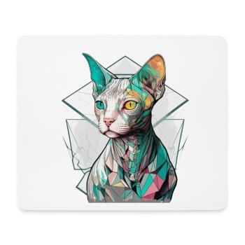Sphynx Cat Bunter Cyberpunk Tokyo Mosaik - Mousepad (Querformat) - Weiß - Vorne