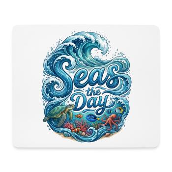 Sea the Day – Meereswellen und Meerestiere Design - Mousepad (Querformat) - Weiß - Vorne