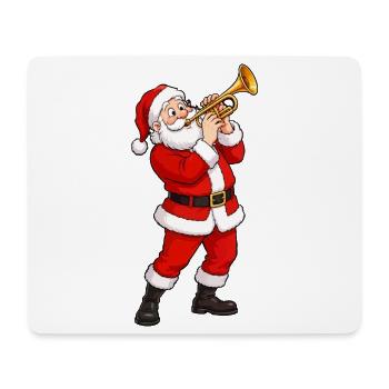 Santa Trompete im Weihnachtsglanz - Mousepad (Querformat) - Weiß - Vorne