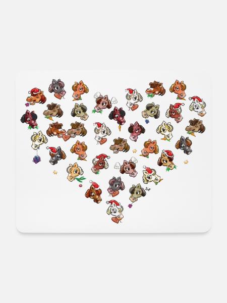 ponys-weihnachten-herz-vektor - Mousepad (Querformat) - Weiß